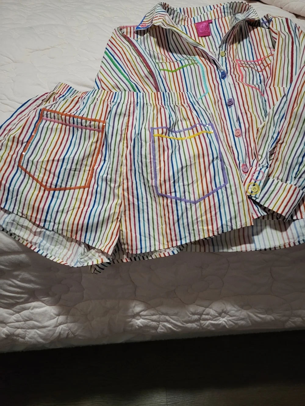 Queen Of Sparkles Rainbow Stripe Cotton Small Set